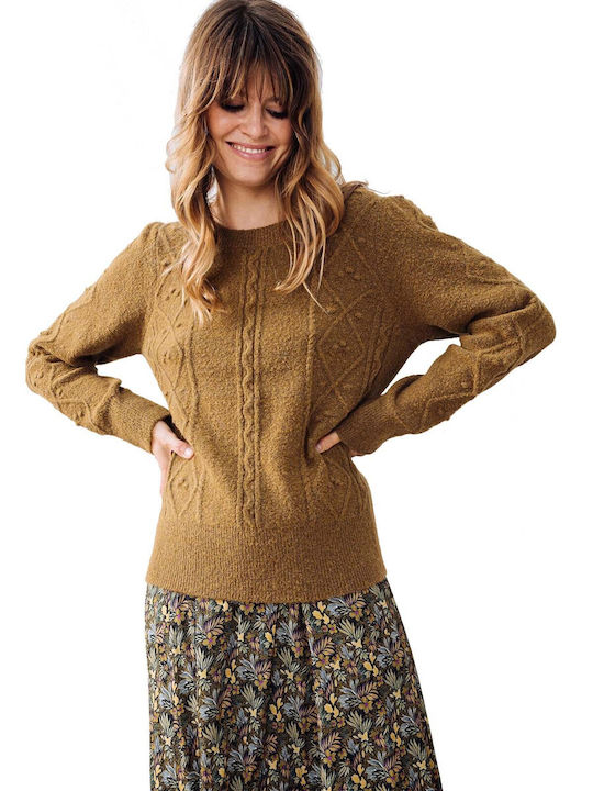 C'est Beau La Vie Women's Long Sleeve Sweater Khaki