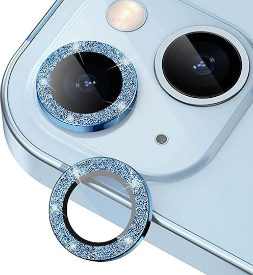 Strass Frame Kameraschutz Gehärtetes Glas Blue für das iPhone 14 / 14 Plus