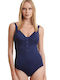 One Piece Swimsuit with Light Padding Navy Blue