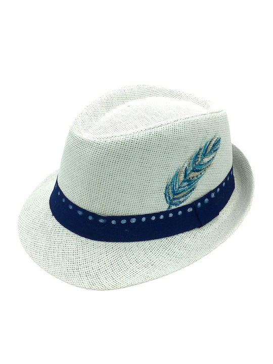 LiebeQueen Pălărie pentru Copii Fedora Wicker Alb