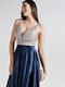 Women's Blouse Corset Sleeveless Silver
