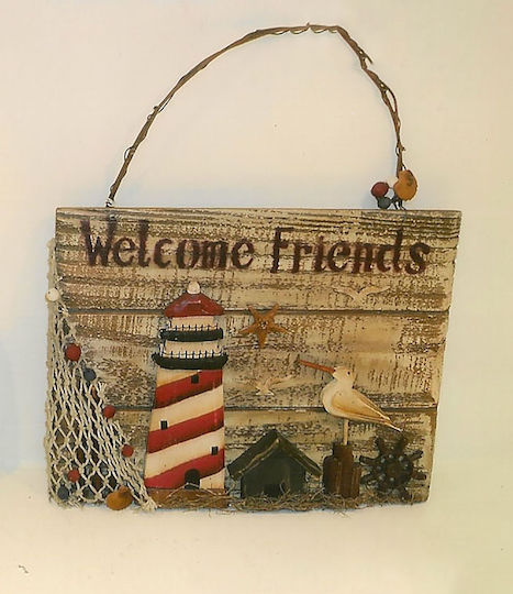 Etoile Placă Decorativă Lucrată Manual Multicolor Din Lemn 27x20cm