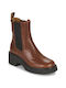 Camper Leather Women's Chelsea Boots with Medium Heel Brown