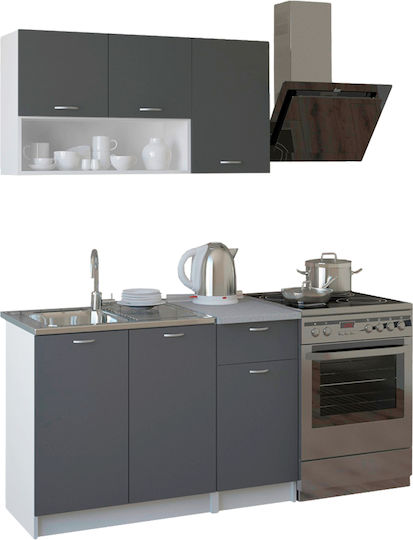 Jadiel Kitchen Cabinet Set Wall & Floor with Countertop Gray 120x46pcs