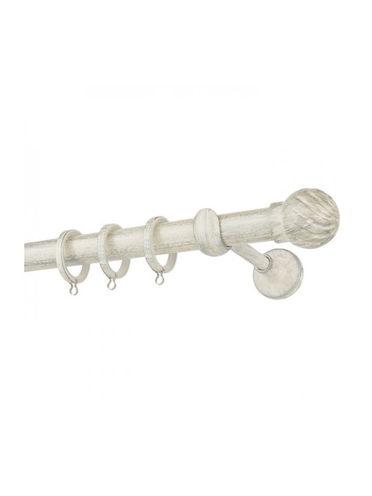Zogometal Μεταλλικό Κουρτινόξυλο Rustique Collection Μονό Φ25mm 240εκ. Κρεμ Πατίνα Ασημί