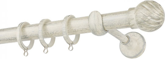 Zogometal Μεταλλικό Κουρτινόξυλο Rustique Collection Μονό Φ25mm 240εκ. Κρεμ Πατίνα Ασημί