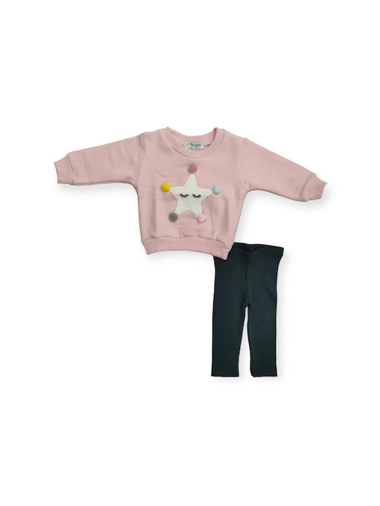 Action Sportswear Kids Set with Leggings Winter 2pcs Pink