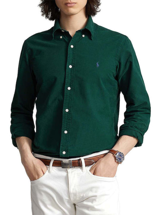 Long-sleeved Denim Shirt Green