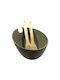 Cryspo Trio Porcelain Salad Bowl with Salad Spoons Green 24x20cm