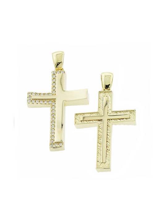 Damen Gold Kreuz 14K Beidseitig