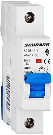 Schrack Automatic Circuit Breaker 50A Single-pole AC 196-010600150