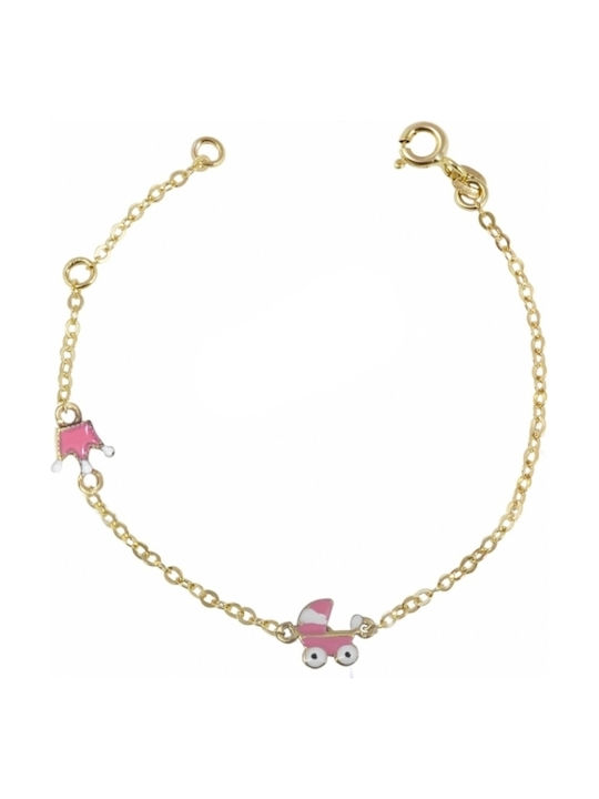 Kids Gold Chain Bracelet 9K with Crown for Girl XKN6114-9