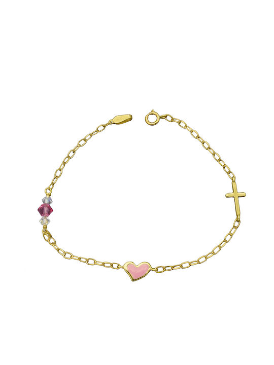 Kids Gold Chain Bracelet 9K with Cross for Girl IGUP12