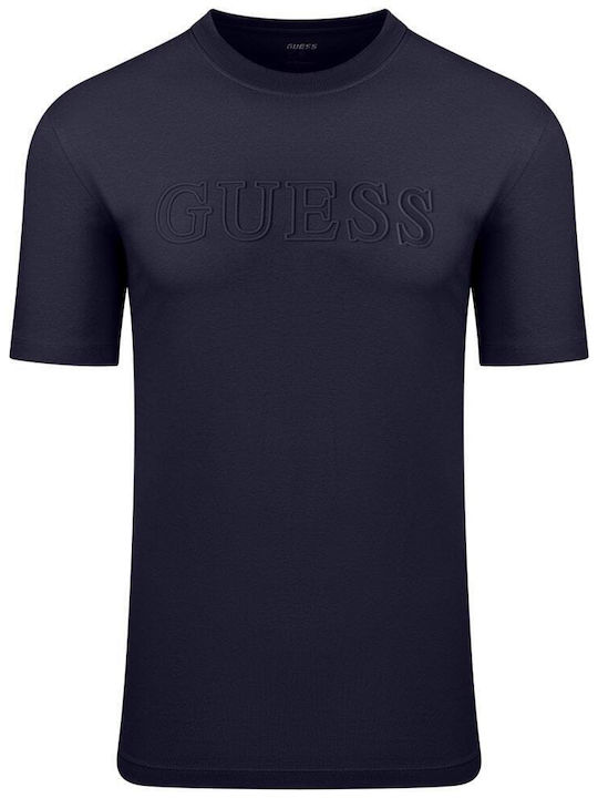 Guess T-shirt Bărbătesc cu Mânecă Scurtă Albastru