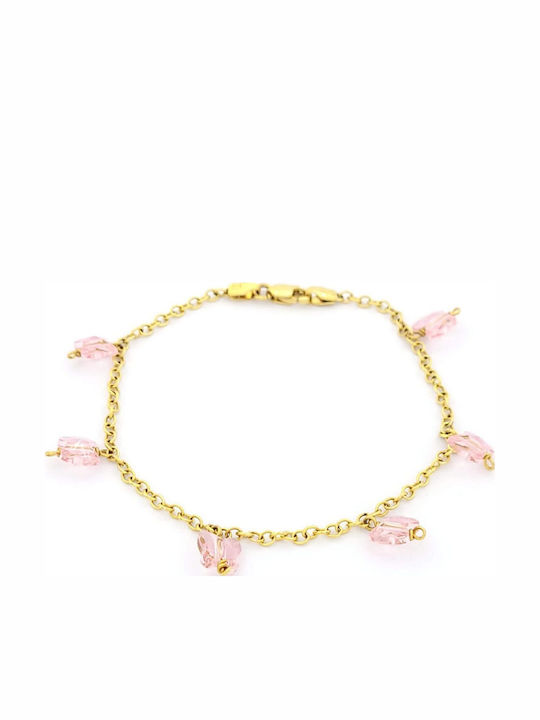 Детска Гривна Верига от Злато 14K с Пеперуда