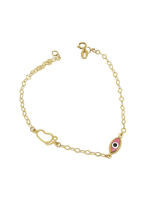 Mentzos Kids Bracelet Chain from Gold 9K with Evil Eye