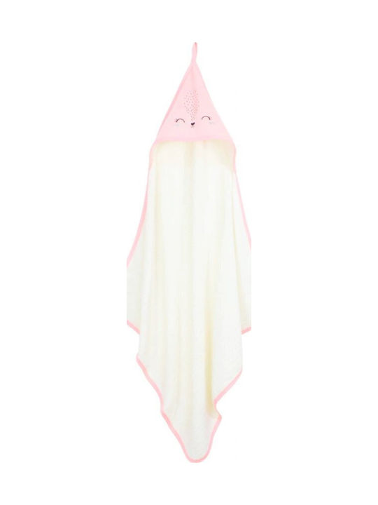 Evita Hooded Baby Bath Towel Sleepy Kitten White