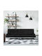 Three-Seater Couch Bed Artificial Leather Black 200x89x70 cm