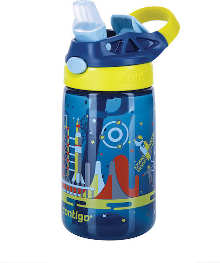 Contigo Plastic Kids Water Bottle Football with Straw Non Spill Blue 420ml
