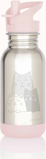 Gaspajoe Loopy Cat Παιδικό Παγούρι Σιλικόνης Non Spill Ροζ 400ml