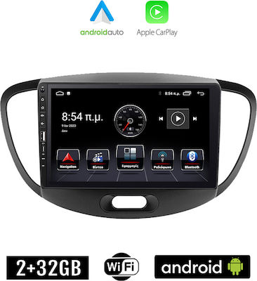 Kirosiwa 2013 Ηχοσύστημα Αυτοκινήτου για Hyundai i10 / 2008 (Bluetooth/USB/WiFi/GPS/Apple-Carplay/Android-Auto) με Οθόνη Αφής 9"