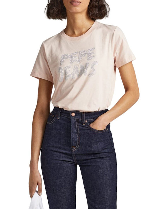 Pepe Jeans pentru Femei Bluză din Bumbac Mâneci scurte Roz