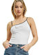 Women's Summer Blouse Off-Shoulder with One Shoulder White