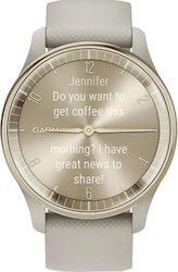 Garmin Vívomove Trend Stainless Steel 40mm Αδιάβροχο Smartwatch με Παλμογράφο (Cream Gold)