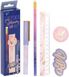 Koopman Girls Power cu Creion, Ascuțitoare, Radieră, Seturi de papetărie pentru copii și Regulă Koopman Girls Power cu Creion, Ascuțitoare, Radieră, Seturi de papetărie pentru copii și Regulă