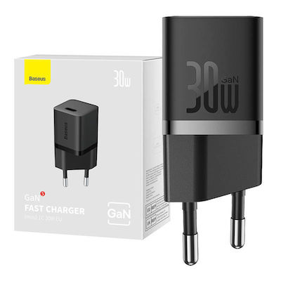 Baseus Încărcător Fără Cablu GaN cu Port USB-C 30W Negruς (GaN5)