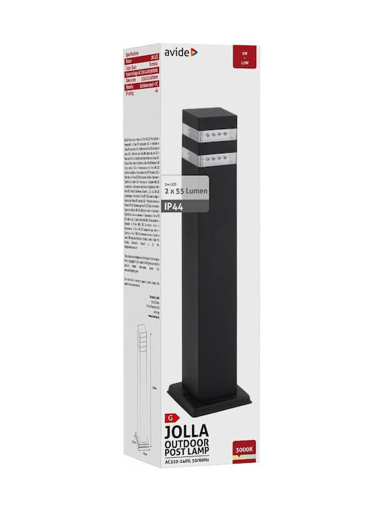 Avide AOLPL-JL-WW-B Outdoor Floor Lamp Small Post LED 2W with Warm White Light IP44 Black