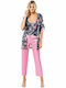 Kal-tsa Sommer Damen Satin,σατεν Robe mit Pyjama Rosa
