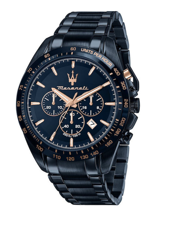 Maserati Herrenuhr 45mm Chronograph Batterie mit Schwarz Rostfreien Stahlarmband