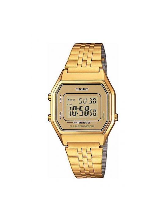 Casio Vintage Ψηφιακό Ρολόι Αυτόματο με Χρυσό Μεταλλικό Μπρασελέ
