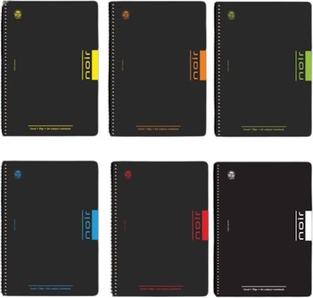 Typotrust Spirale Schulheft Geregelt A4 60 Papiereinlagen 2 Schulfachhefte Noir (Verschiedene Farben)