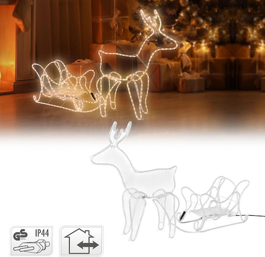 ECD Germany Illuminated Christmas Plastic Figure Reindeer White Length 77cm