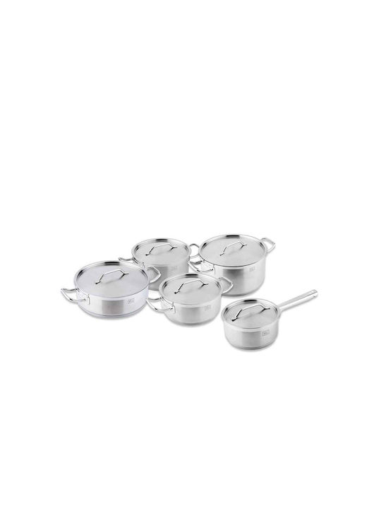 Boj Premium Pots Set of Stainless Steel with Coating 5pcs