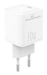 Powertech Charger Without Cable with USB-C Port 30W Power Delivery Whites (PT-1093)