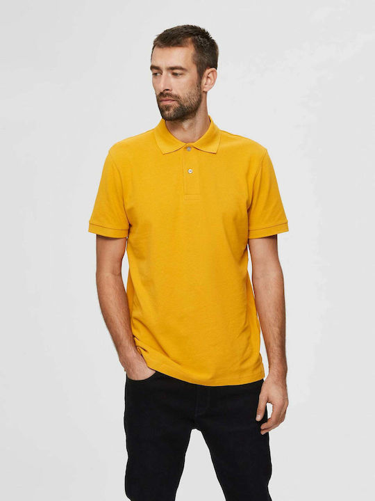 Selected Ανδρικό T-shirt Κοντομάνικο Polo Κίτρινο