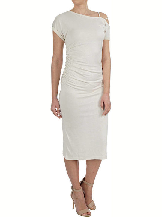 Pinko ABITO Sommer Midi Kleid Beige