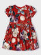 Children's Dress Short Sleeve Velvet Floral Red