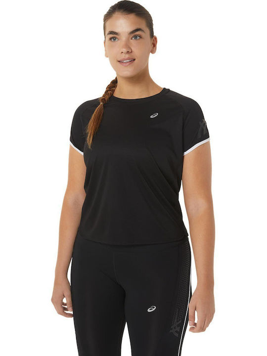 ASICS ICON Damen Sport T-Shirt Schwarz