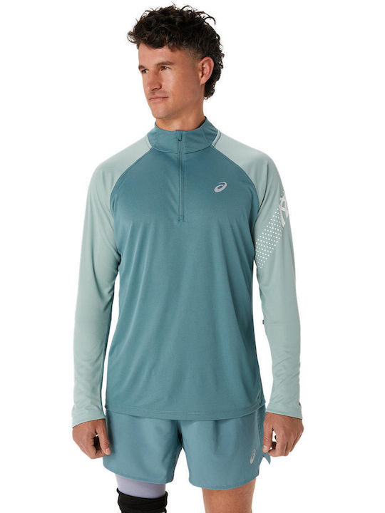 ASICS Men's Athletic Short Sleeve Blouse with Zipper Green