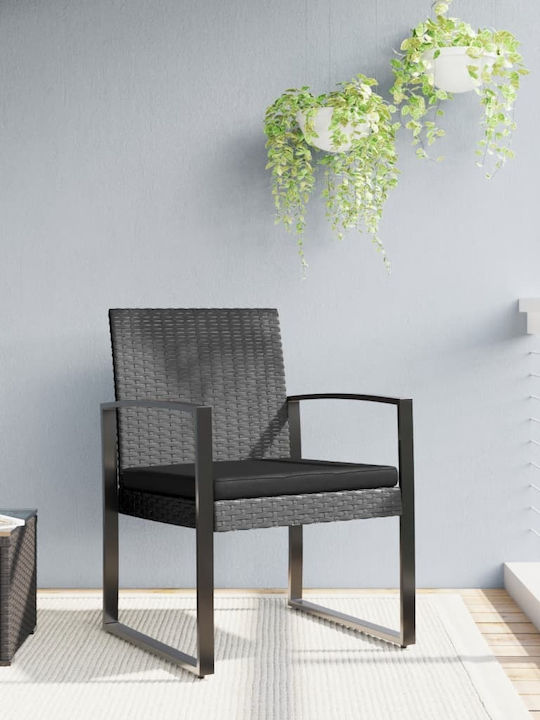 Outdoor Chair Rattan Gray with Cushion 2pcs 54.5x57x77.5cm