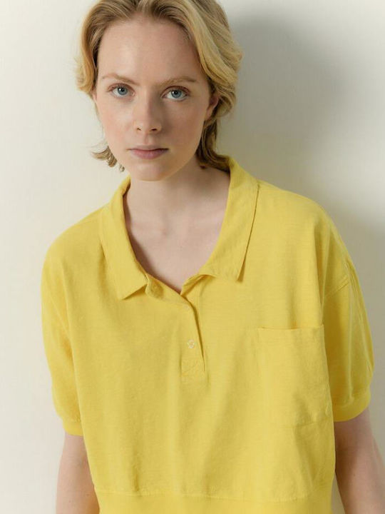 Damen Crop T-Shirt Gelb
