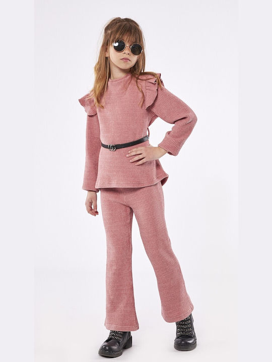 Εβίτα Παιδικό Σετ με Παντελόνι Χειμερινό 3τμχ Ροζ
