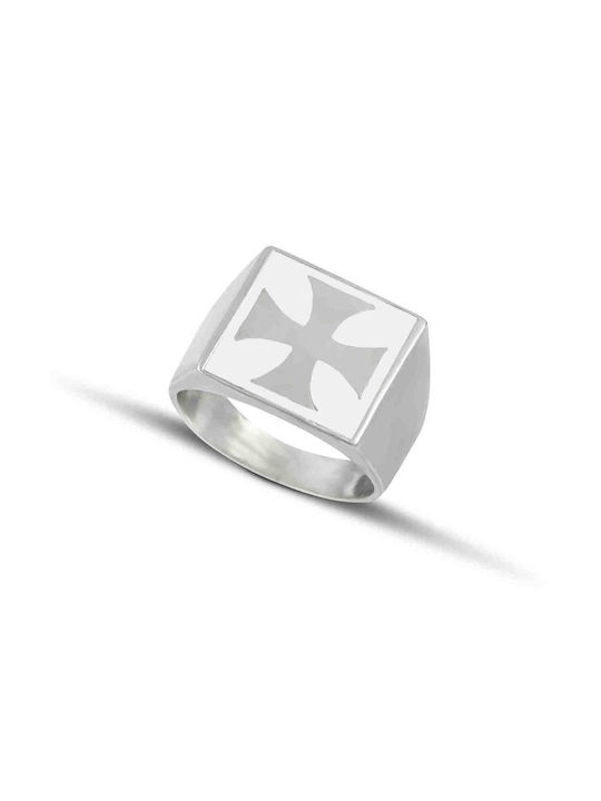 Hillas Men's Silver Ring with Enamel