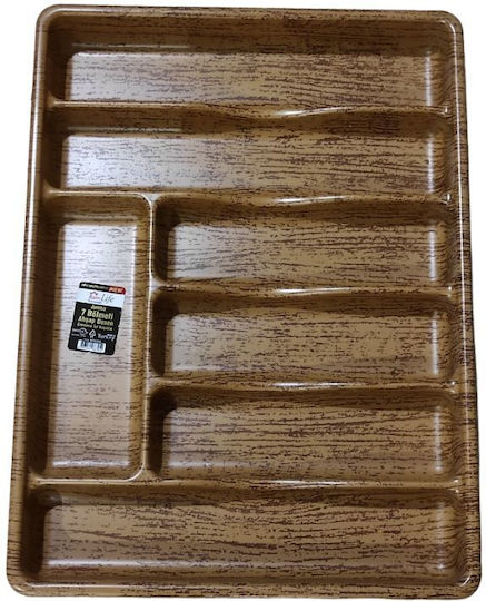 Organizator pentru tacâmuri de sertar din plastic 49.5x37x4.5cm maro