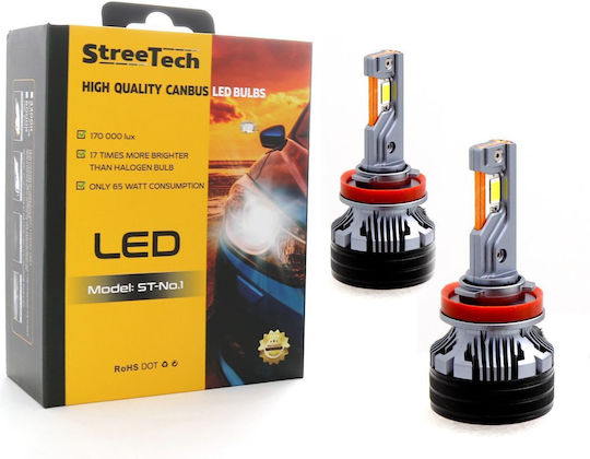 Streetech Lamps Car H11 / H8 / H9 Canbus LED 6000K Cold White 30V 65W 2pcs