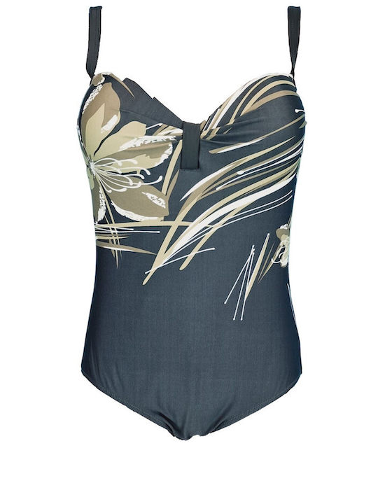 Senses One-Piece Swimsuit with Padding Khaki